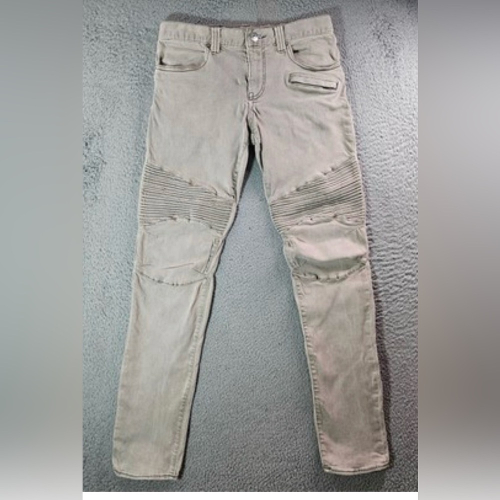 Armani Exchange Men’s Moto Pants Size 33 Beige Tan Slim Fit Designer Jeans